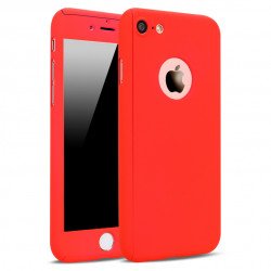 iPhone 7 Plus Full Cover Hybrid Case with Tempered Glass (Red)